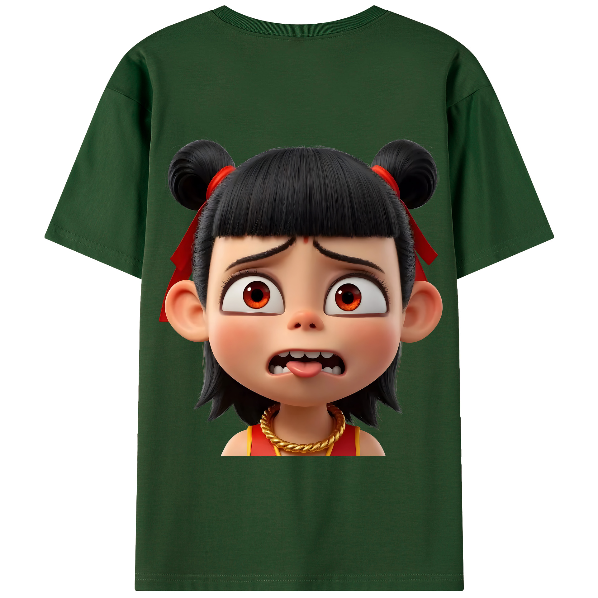 （画像用） Ne Zha 2 ナタ 魔童の大暴れ 綿100％半袖Tシャツ（背面プリント）